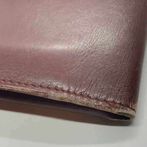 Must De Cartier Bordeaux Burgundy Red & Gold Leather Wallet Checkbook Holder - Picture 5 of 9